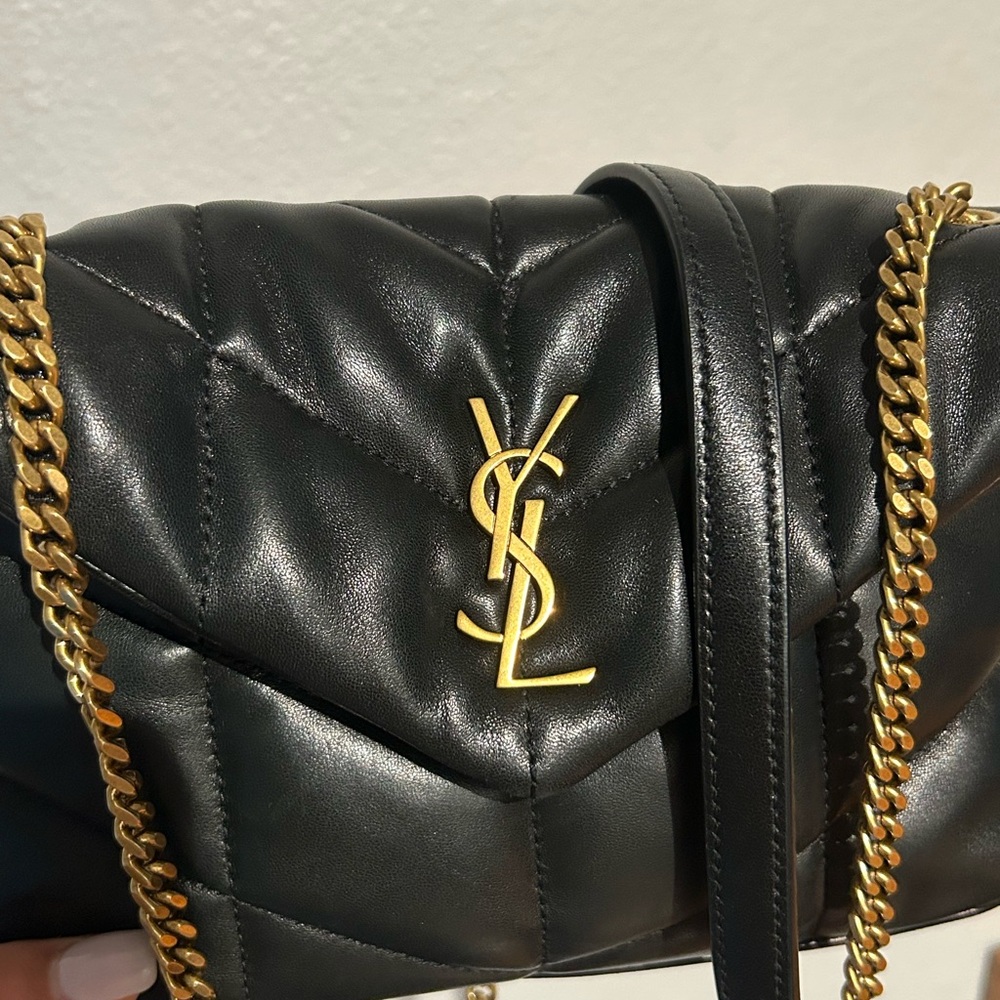 Yves Saint Laurent Black Leather Toy Puffer Bag with Gold Chain - Picture 2 of 10